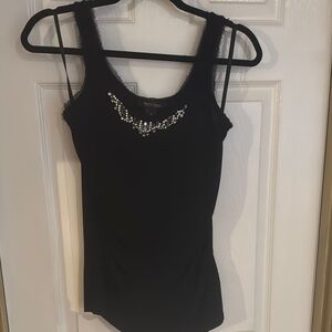 White House Black Market Black Tank Top with beaded neckline